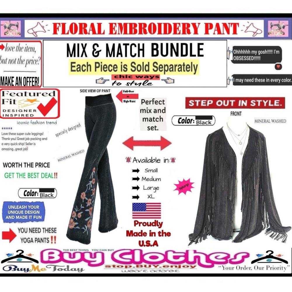 π BOTTOM Fold Embroidery π FLORAL β LEGGING PANT Waist FLARE Wash πΈ BUY NOWβ - Picture 6 of 16